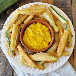 Beer Battered Zucchini Fries With Saffron Aioli