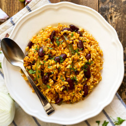 Spanish Vegetable &amp; Bean Rice | Empedrado Murciano