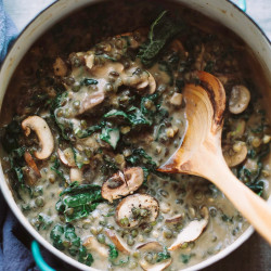 Creamy French Lentils With Mushrooms &amp; Kale