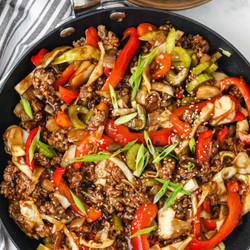 Sesame Ground Beef Stir Fry