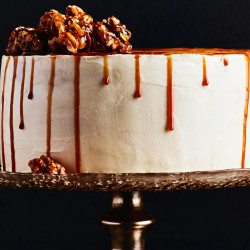 Caramel Apple Drip Cake With Candied Walnuts