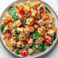 Creamy Chicken Bacon Spinach Pasta