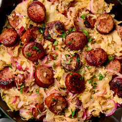 4-ingredient Kielbasa And Sauerkraut Skillet