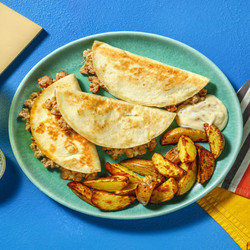 &apos;chopped Cheese&apos; Turkey Quesadillas With Potato Wedges And Honey-garlic Dijonnaise