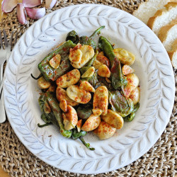 Garlic Mushrooms With Spanish Padron Peppers