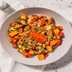 Smart Korean-inspired Pork Bowls With Sesame-roasted Veggies And Gochujang Mayo