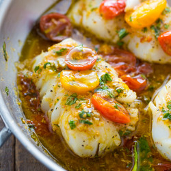 Pan-seared Cod In White Wine Tomato Basil Sauce