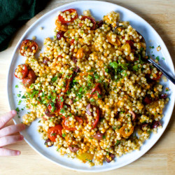 Pearl Couscous With Olives And Roasted Tomatoes