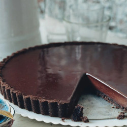 Chocolate Glazed Chocolate Tart | Epicurious