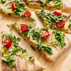 Grilled Sourdough Flatbread + White Bean Basil Spread