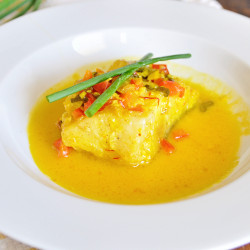 Spanish Cod With White Wine Saffron Sauce