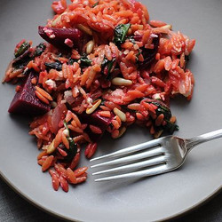 Warm Orzo Salad With Beets &amp; Greens