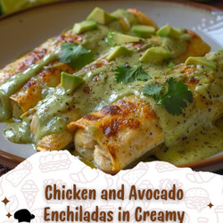 Chicken And Avocado Enchiladas In Creamy Avocado Sauce