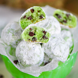 Mint Chocolate Chip Snowball Cookies