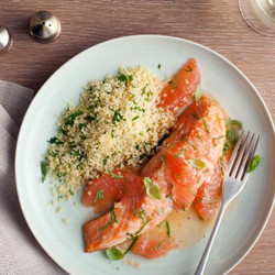 Roasted Salmon With Shallot Grapefruit Sauce