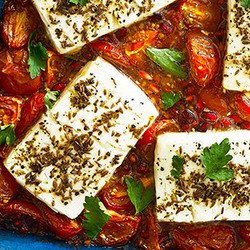 Baked Feta With Pomegranate And Tomatoes