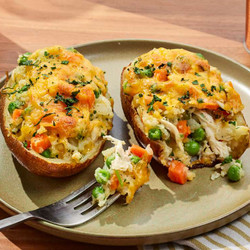 Twice Baked Chicken Pot Pie Potatoes