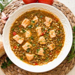 Classic Spanish Lentils With Salmon