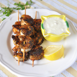 Blackened Shrimp Skewers With Yogurt Aioli