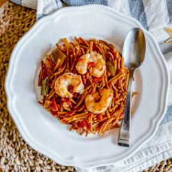 EPIC Spanish FIDEOS With Vegetables &amp; Shrimp