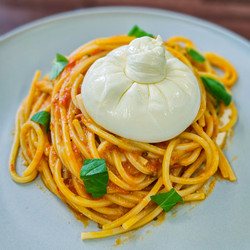 Creamy Cherry Tomato Pasta With Burrata