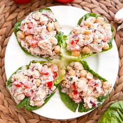 Creamy Tuna &amp; Chickpea Lettuce Wraps