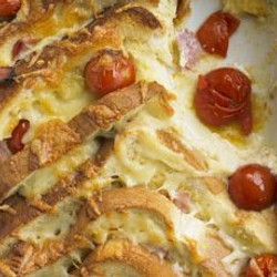 Cherry Tomato, Ham, Bread, and Butter Bake