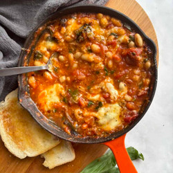 Cheesy White Bean Tomato Bake