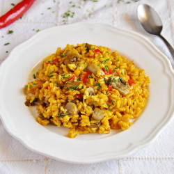 Spanish Saffron Rice With Spicy Mushrooms &amp; Onions