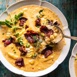 Creamy Corn, Zucchini, &amp; Bacon Chowder | Half Baked Harvest