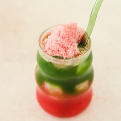 Watermelon Matcha (with Shaved Fruit)