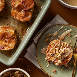 Baked Apples With Honey, Nuts And Tahini