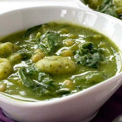 Pesto Soup With Gnocchi, Beans &amp; Greens