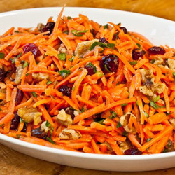 Carrot Slaw With Cranberries And Toasted Walnuts