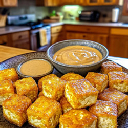 Crispy Oven-Baked Tofu with Creamy Peanut Sauce