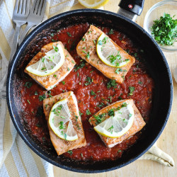 Pan Grilled Spanish Salmon With Tomato Sauce