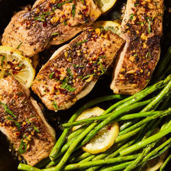 Garlicky Lemon Mahi-
Mahi with Asparagus | Delish