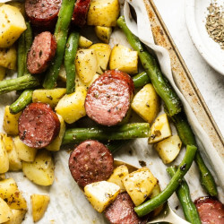 Sheet Pan Sausage With Potatoes &amp; Green Beans