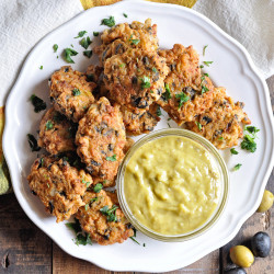 Olive Fritters With Lemon Caper Aioli