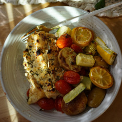 Lemon Feta Sheet Pan Chicken + Veggies