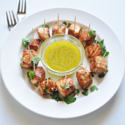 Salmon Skewers With A Lemon Sauce