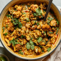 Creamy Coconut Couscous With Golden Roasted Cauliflower &amp; Chickpeas