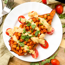 Roasted Sweet Potatoes With Chickpeas