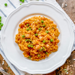 Stunning Spanish Rice With Garbanzo Beans &amp; Peas