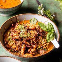 30 Minute Crispy Thai Peanut Chicken Ramen