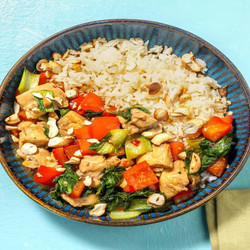 Sweet Chili Chicken With Cashews And Buttered Seasoned Rice