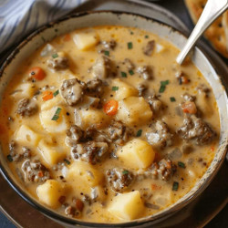 Crockpot Creamy Potato &amp; Hamburger Soup