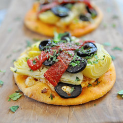 Spanish Mini Pizzas With Artichoke Hearts &amp; Goat Cheese