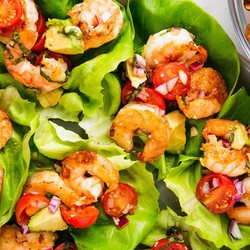 Basil Avocado Shrimp Salad Wraps &amp; Sweet Potato Chips