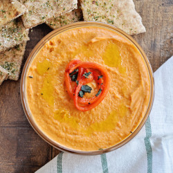 Homemade Roasted Red Bell Pepper Hummus